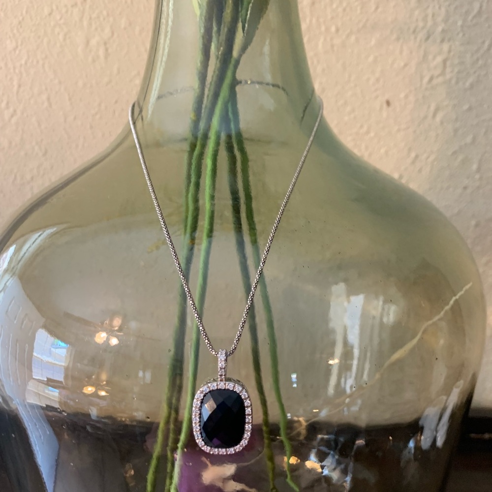Joseph Esposito Sterling Silver, CZ and Black Onyx Necklace